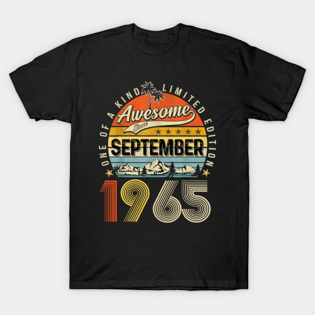 Awesome Since September 1965 Vintage 58th Birthday T-Shirt by Vintage White Rose Bouquets